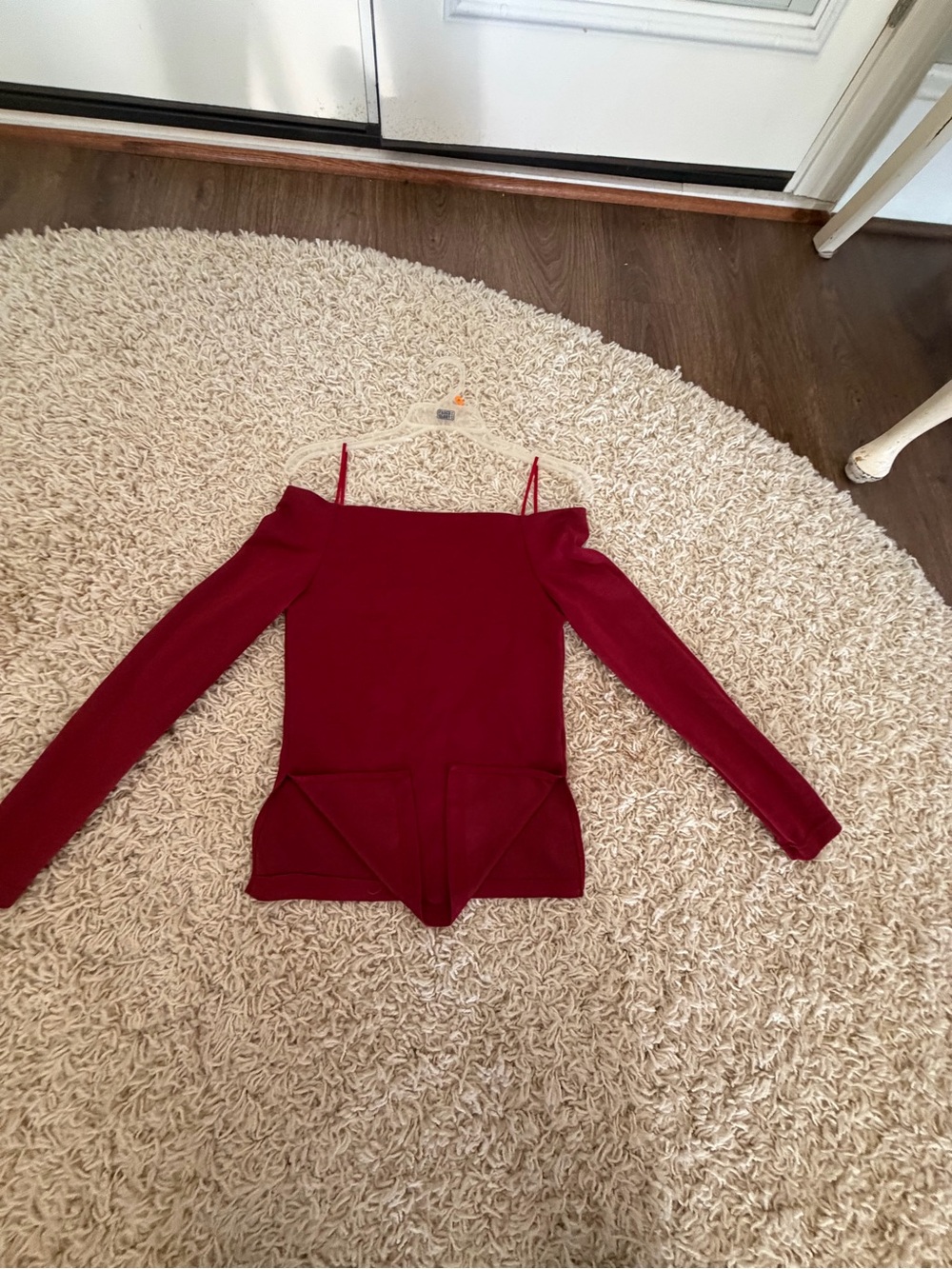 Off-Shoulder Long Sleeve Camisole in Burgundy